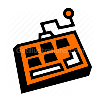 keyboard, typing, input device, computer hardware, Vector illustration