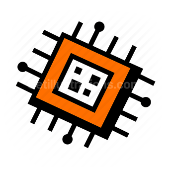 microchip, electronic, computer, processor, Vector illustration