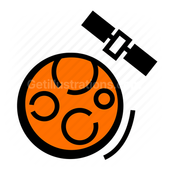 satellite, orbit, communication, astronomy, Vector illustration