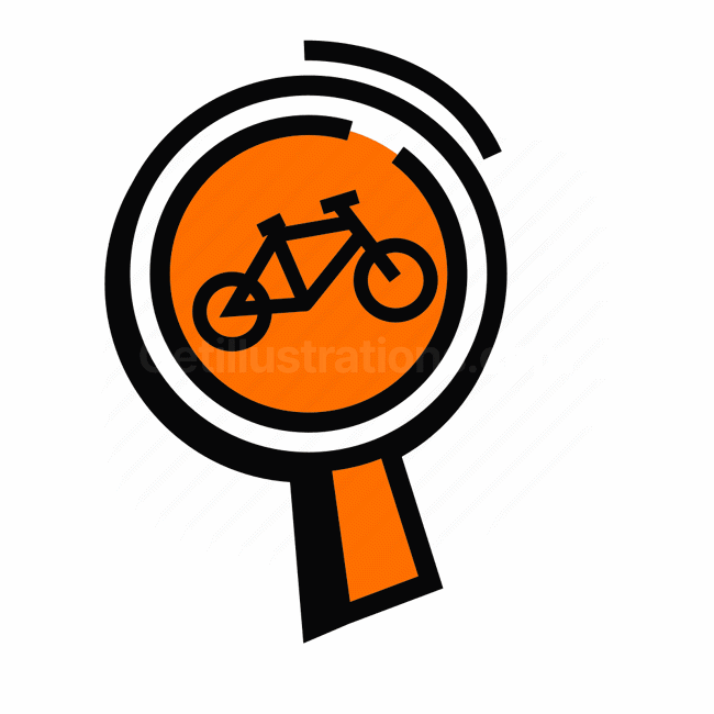 bicycle, search, magnifying glass, transportation, Vector illustration