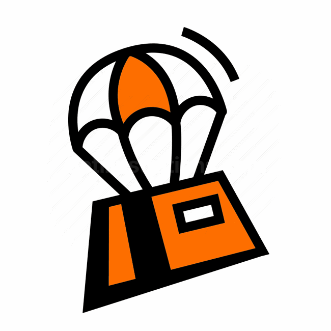 parachute, package, delivery, airdrop, Vector illustration