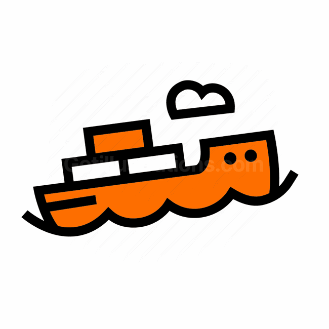 steamboat, ship, vessel, water transportation, Vector illustration