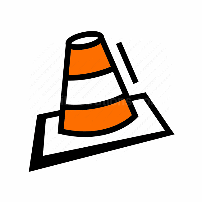 traffic cone, construction, safety, warning, Vector illustration