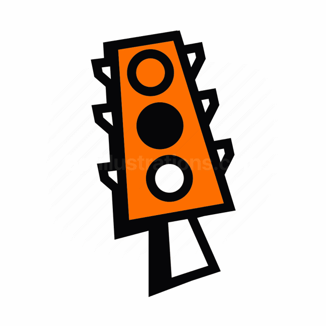 traffic light, orange signal, road safety, Vector illustration