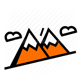 mountains, peaks, summits, outdoor adventure, Vector illustration