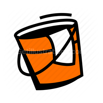 bucket, pail, handle, container, Vector illustration