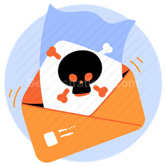 virus, lethal, bug, email, message, envelope, mail