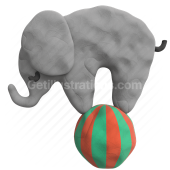 elephant, toy, playful, balance, stability, equilibrium, challenge