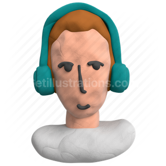 avatar, character, headphones, digital art, surreal