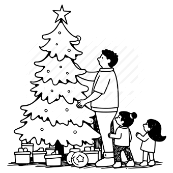 christmas tree, family, gifts, winter, children, holiday celebration