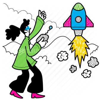 rocket, launch, startup, start up, remote, control, woman, launching