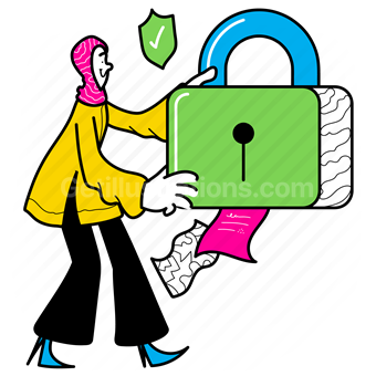 protection, padlock, privacy, lock, locked, shield, confirm, checkmark, document, files