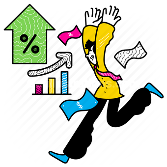 arrow, increase, percentage, up, graph, chart, analytics, money, cash