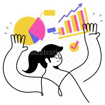 graph, chart, analytics, presentation, dashboard, performance, woman, people