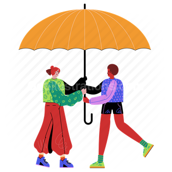 umbrella, woman, man, weather, raining, rain, couple
