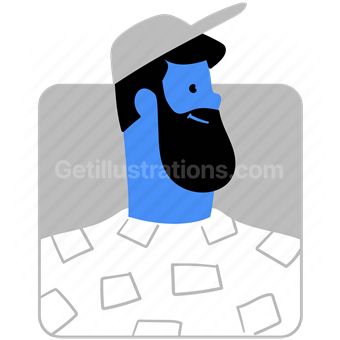 person, people, user, account, avatar, man, male, hat, cap, beard