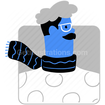 person, people, user, account, avatar, man, male, scarf, glasses, moustache