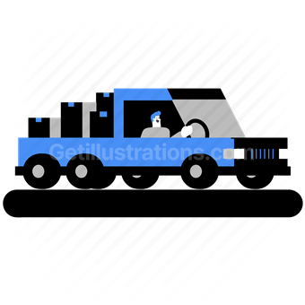 transport, vehicle, car, truck, package, box, logistic