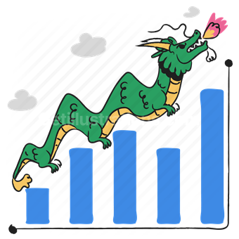 dragon, fire, flame, graph, chart, analytics, statistics