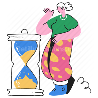 hourglass, timer, woman, time, deadline, person, character, people