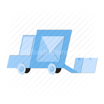 truck, vehicle, delivery, box, package, transportation