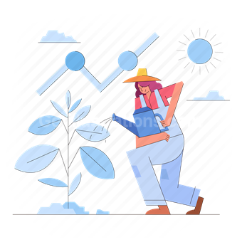 woman, graph, agriculture, gardening