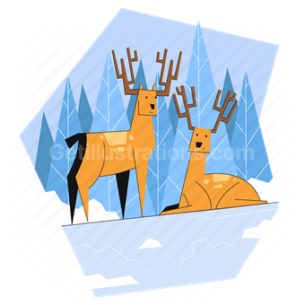reindeer, deer, animal, winter, forest