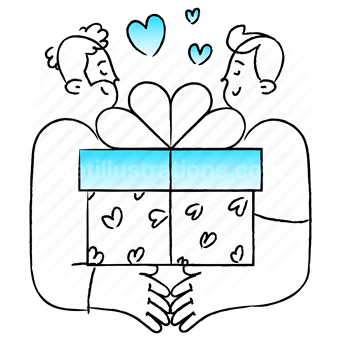 love, romance, romantic, present, gift, box, package, heart, couple