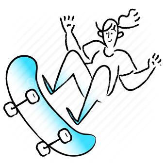 skateboard, skateboarding, woman, people, activity, hobby