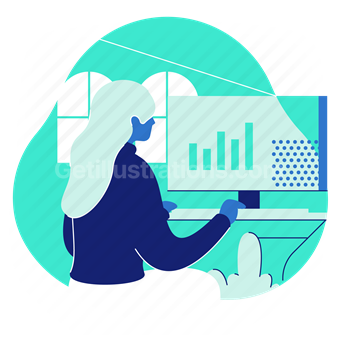 online statistics, stats, website, woman, computer
