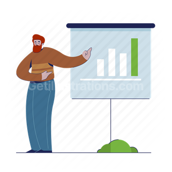 man, boy, male, presentation, chart, analytics, statistics