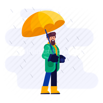 rainy weather, rain, umbrella, protection, forecast, man, people