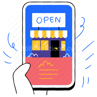 store, open, shop, smartphone, mobile, time, opening time