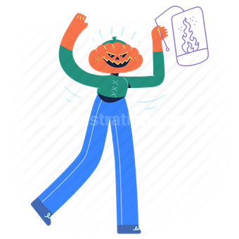 halloween, costume, monster, evil, scary, spooky, pumpkin, lantern