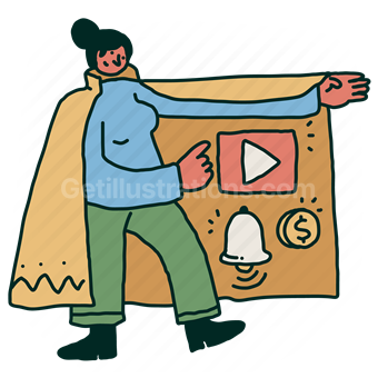 video, clip, media, multimedia, notification, bell, monetize, money, cash, ads, ad