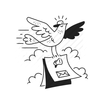 bird, mail, envelope, message, vector illustration