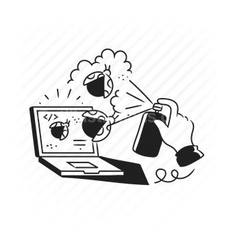 laptop, work, business, technology, Vector illustration