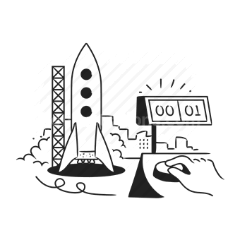 rocket, launch, space, technology, vector illustration