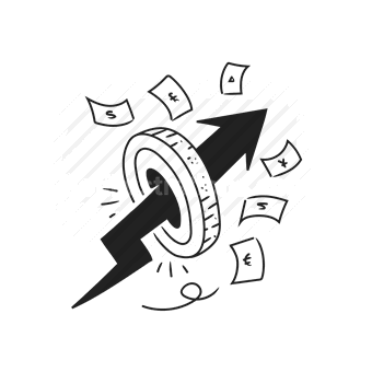business growth, financial increase, upward arrow, money, investment, Vector illustration
