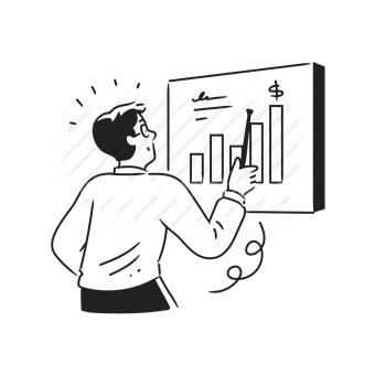 presentation, data analysis, business growth, chart, Vector illustration