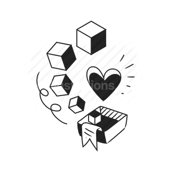 geometric shapes, heart symbol, abstract, minimalist, Vector illustration