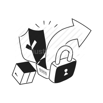 security, lock, arrow, cube, data, Vector illustration