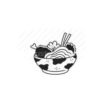noodles, bowl, chopsticks, vegetables