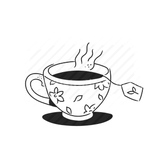 tea, cup, flowers, pattern