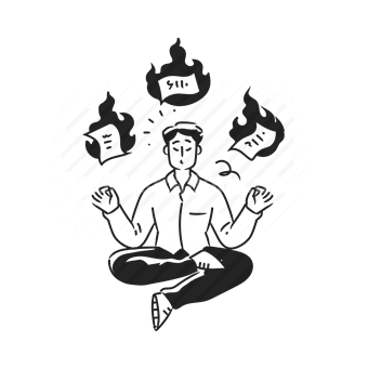 mindfulness, meditation, focus, stress relief, relaxation, Vector illustration