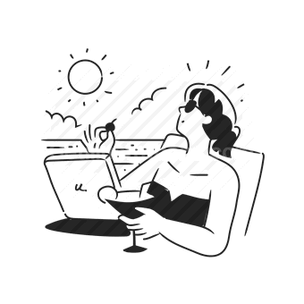 woman, beach, cocktail, relaxation, vacation