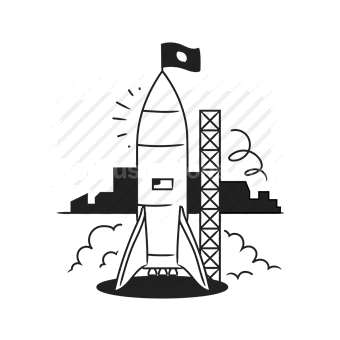 rocket, space, launch, technology, Vector illustration