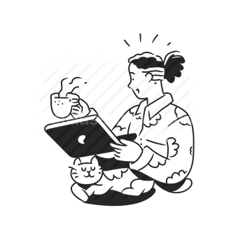 technology, laptop, cat, writer, working, Vector illustration