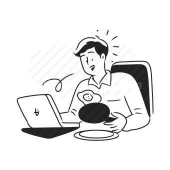remote work, freelance, laptop, coffee, writer, Vector illustration