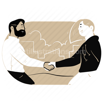 conversation, deal, agreement, handshake, man, woman, meeting
